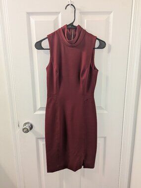 White House Black Market mock neck wine red sheath dress 00